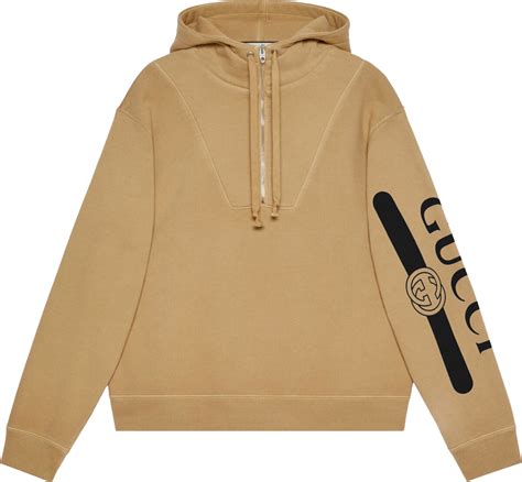 gucci ny zip hoodie|Gucci trim tan hoodie.